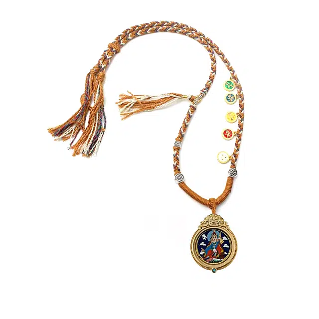 玉临门 好运常伴 事事顺遂 新藏式 莲师唐卡 招财转运 复古民族风手工编织绳#好运 合金 项链 男女同款情侣款