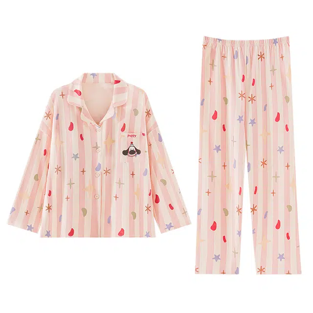 顶瓜瓜 简约舒适透气带胸垫可外穿家居服睡衣套装 女款