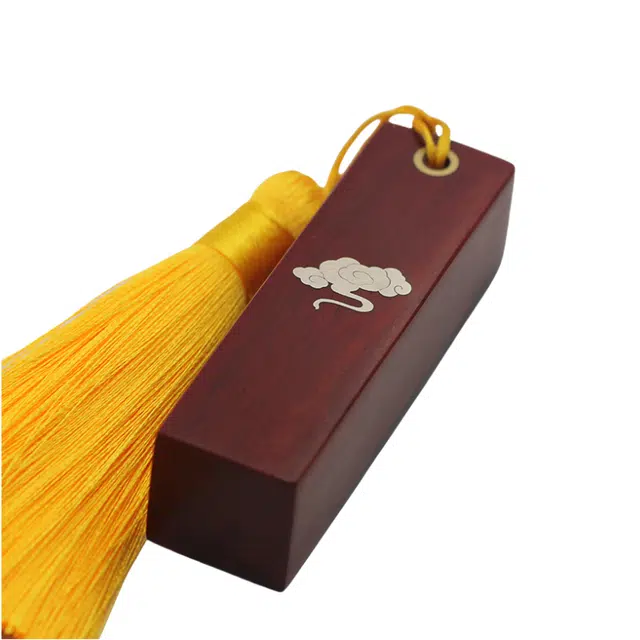 舞依翡 镶银祥云镶嵌国风创意印文创品雕刻章#好运 黑檀 印章 男女同款情侣款