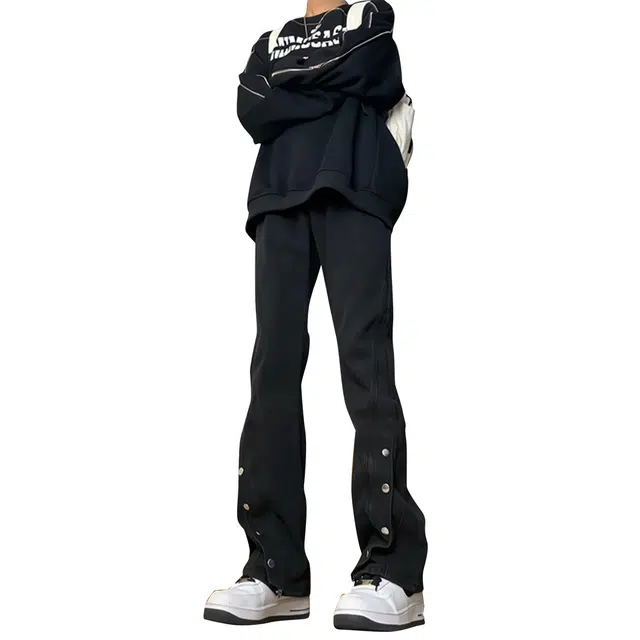 寻星记 美式排扣高街风宽松直筒与微喇多种款式显高显瘦设计感长裤牛仔裤 男女同款