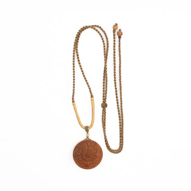 仙源 八宝罗盘 招财纳福手编绳脖挂新中式原创设计中性简约大气款#好运 檀木 项链 男女同款情侣款