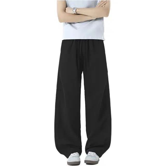 哲源 美式高街复古风夏季冰丝凉感速干宽松长裤透气网眼舒适百搭直筒垂裤感拖地针织运动休闲裤 男女同款