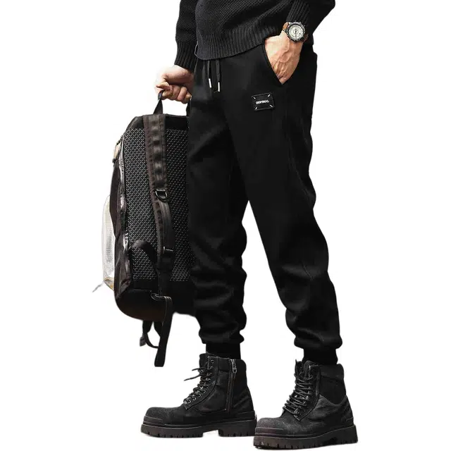 格蓝鹿 高端美式重磅软糯亲肤宽松束脚休闲裤 男款