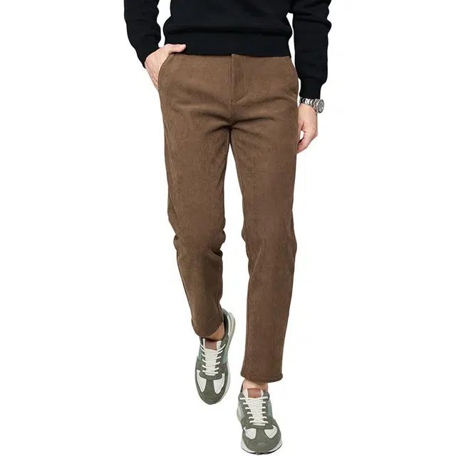 与狼共舞 加绒加厚保暖灯芯绒柔软抗皱易打理休闲裤 男款