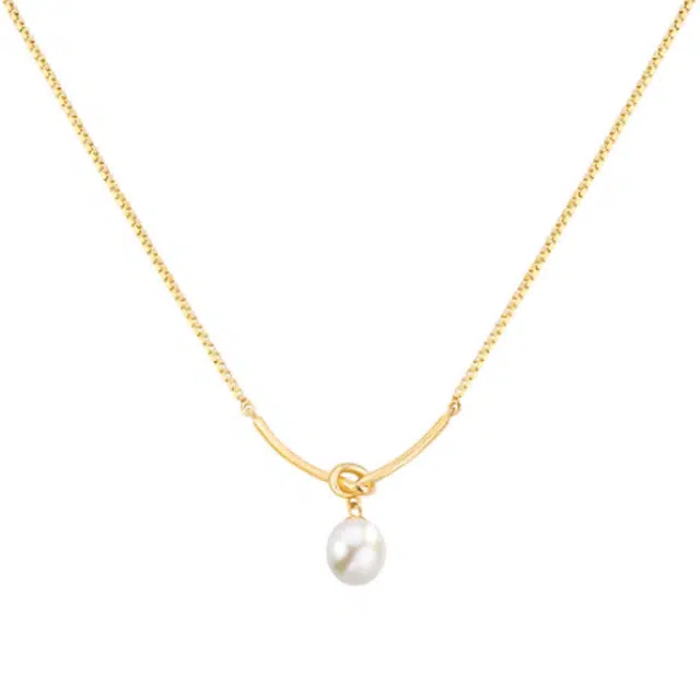 万娜 挽月 高级感绳结甜美水滴  锁骨链小众设计 合金 珍珠 项链 女款