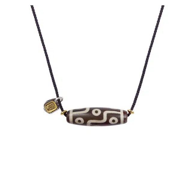 匠锁心玉 【藏传守护】九眼转运天珠 新中式 国潮复古 招财转运 手工编织 吉祥平安 纳福 小众设计 玛瑙 项链 男女同款情侣款