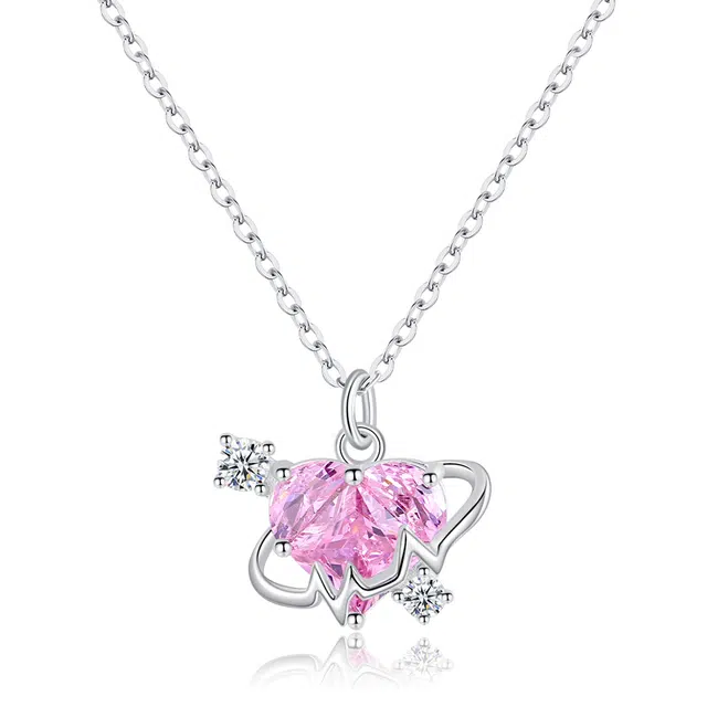 阡陌 心跳恋爱星球 轻奢甜美少女心 精致高级简约时尚 恋爱氛围感搭配约会穿搭 礼盒 合金 项链 女款