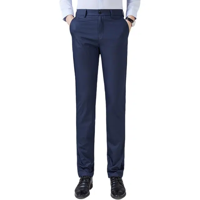 佛朗尼·齐拉 纯色拉链商务百搭休闲裤 男款 蓝色