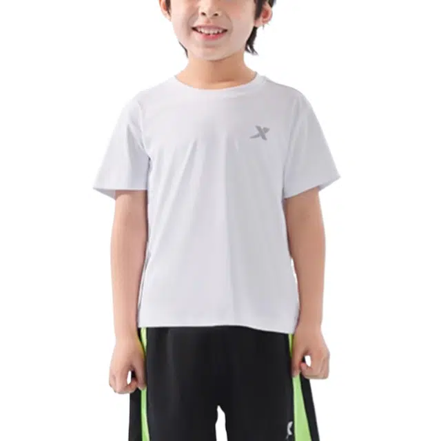 特步休闲运动套装 舒适时尚百搭 两件套 珍珠白 中小童