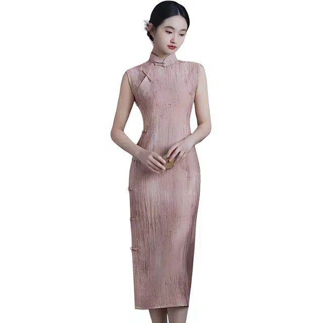 果瑱 立领修身高腰适中短袖连衣裙 女款