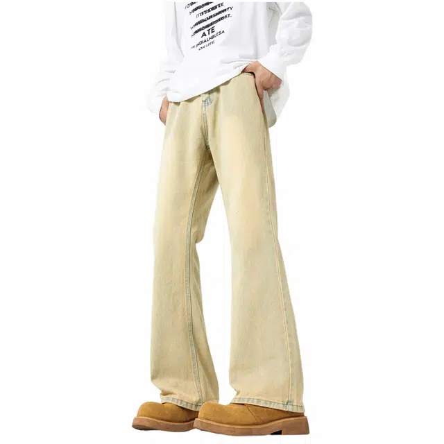 帝狼牛 美式高街风做旧水洗中腰显瘦显高舒适垂感工装裤牛仔裤 男女同款