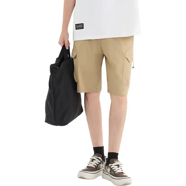 三福 休闲时尚宽松直筒裤中腰五分裤工装短裤 男款