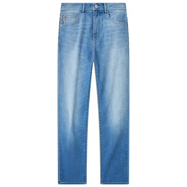 九牧王男裤专家 简约水洗做旧拉链牛仔裤 男款 浅蓝