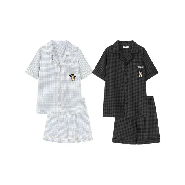 顶瓜瓜 夏季男透气舒适简约休闲轻盈两件套家居服睡衣套装 男款