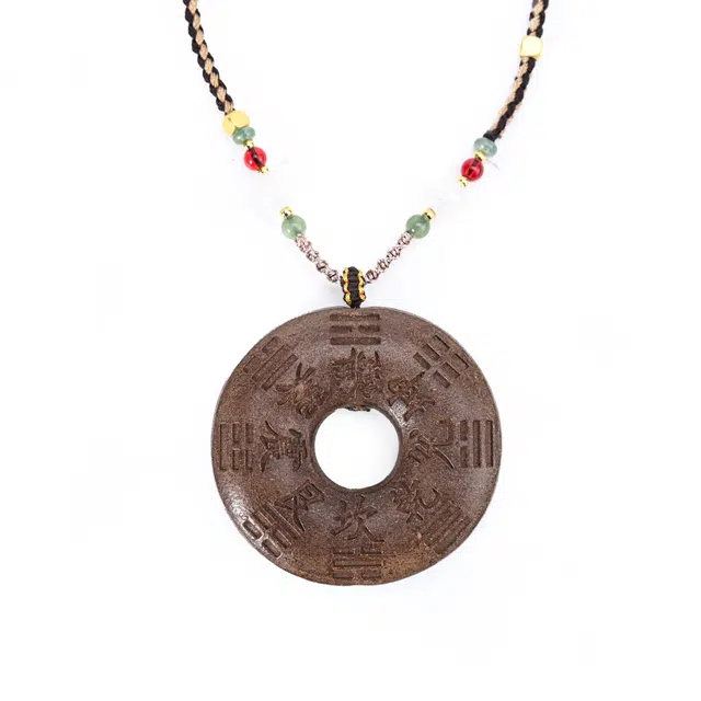 天纵 复古风山鬼花钱平安扣 国潮文玩乾坤八卦招财转运 水逆退散 简约百搭轻奢高端 合香珠 项链 男女同款情侣款