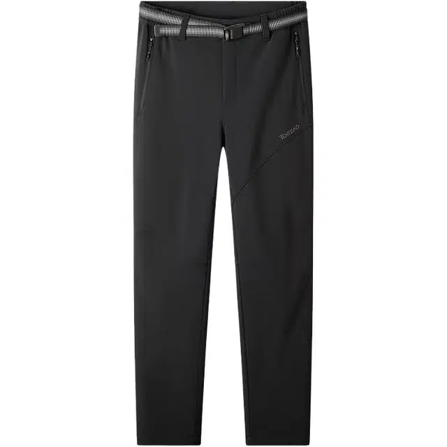 探路者 旅行户外系列 纯色中腰透气百搭保暖休闲裤 男款 黑色