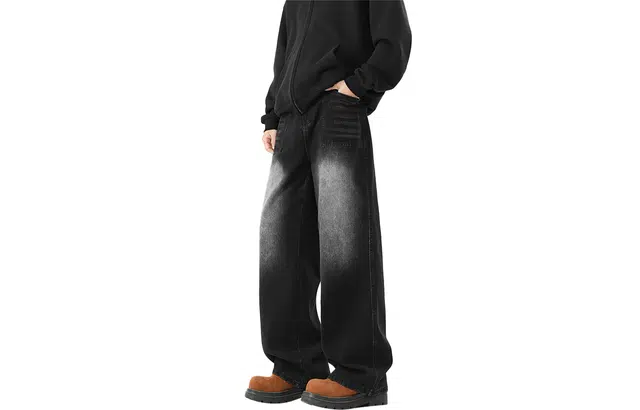 【dme】 美式高街复古水洗做旧渐变宽松舒适耐磨耐洗高质感日常出行百搭性强直筒牛仔裤 男女同款