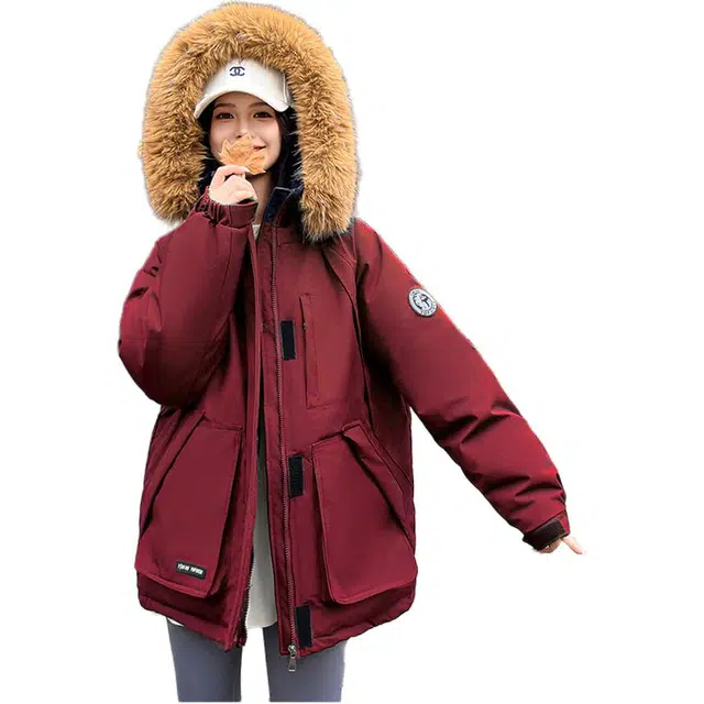 思蓓儿 工装派克服小个子毛领加厚外套韩系棉服 女款