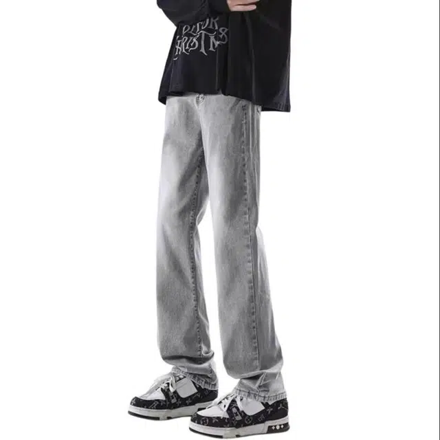 巴塞罗那足球俱乐部 美式复古高街风弹力百搭薄款休闲裤牛仔裤 男女同款