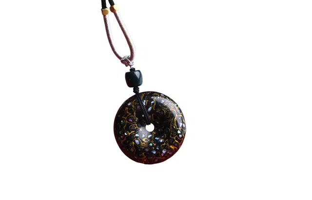 天纵 国潮转运黑金平安扣 新中式 木作 项链 男女同款情侣款 大漆