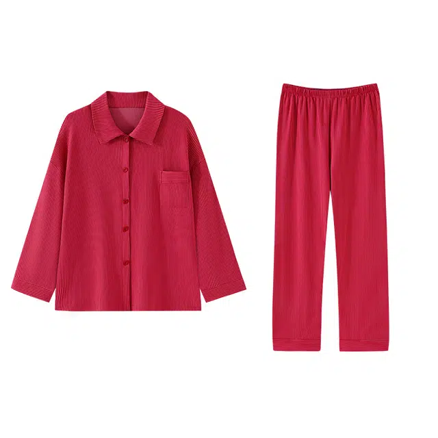 顶瓜瓜 条纹简约舒适透气带胸垫可外穿家居服睡衣套装 女款