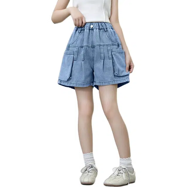 俞兆林 宽松舒适松紧腰简约短裤 儿童款 蓝色