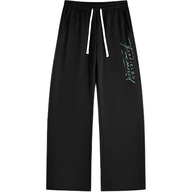 加菲猫家族 美式高街复古字母印花基础款时尚休闲日常户外通勤百搭透气柔软亲肤舒适无性别主义垂感直筒系带中腰针织运动裤 男女同款