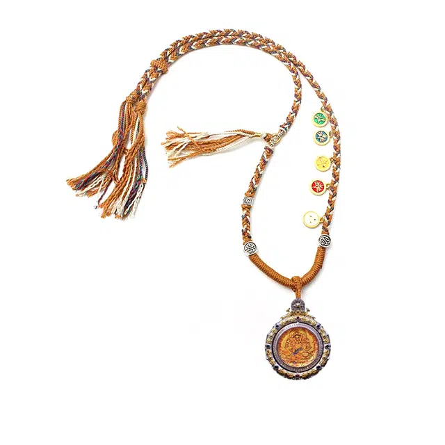 【八方来财挡不住】 玉临门 招财进宝 黄财神唐卡 复古民族风时尚锁骨链#好运 合金 项链 男女同款情侣款