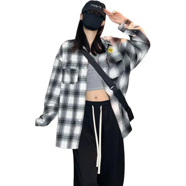 佐菲利 美式复古格子高级感痞帅长袖衬衫 男女同款