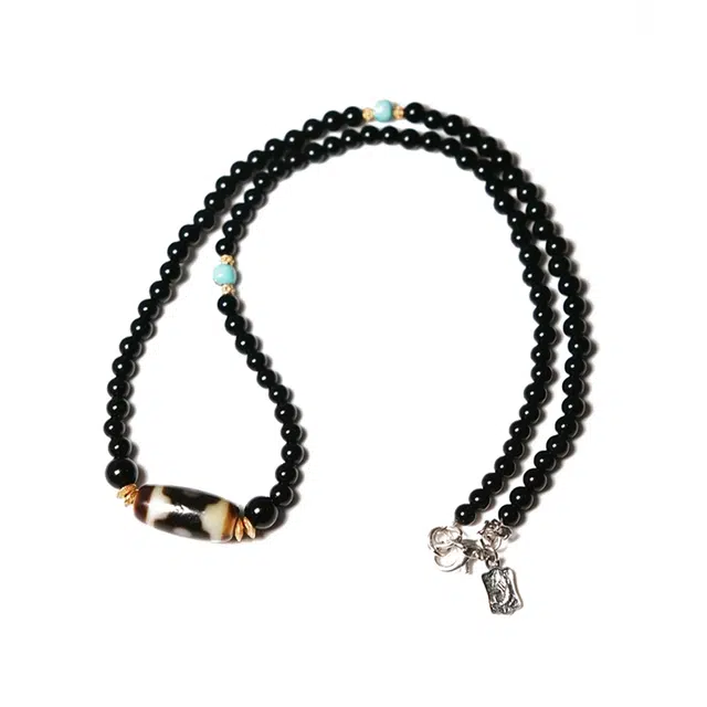 【招财进宝运气好】 玉临门 前程似锦 藏式国风天珠吊坠 时尚轻奢个性百搭锁骨链#好运  玛瑙 项链 男女同款情侣款