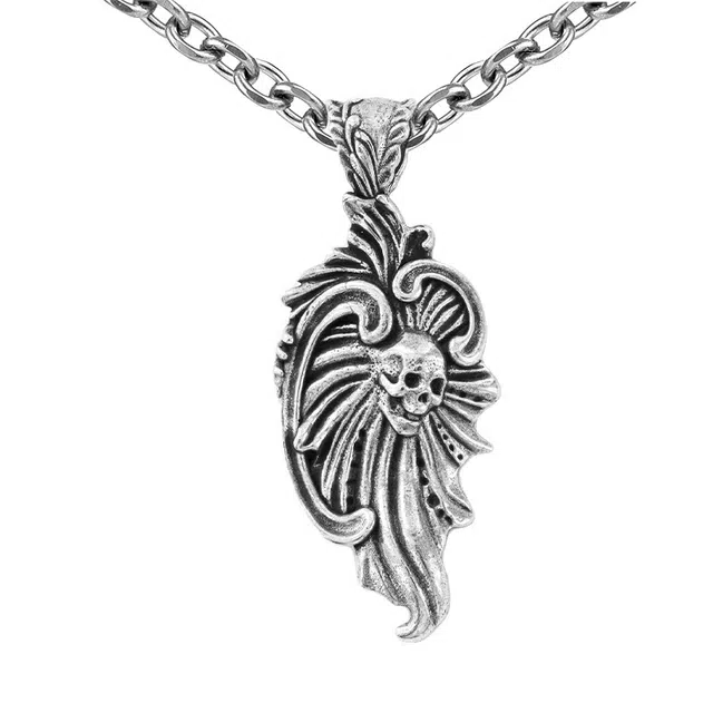 【免费刻字】 白木黑冰 骨浪骷髅小众潮流时尚新中式高级感 银合金 项链 男款 礼盒