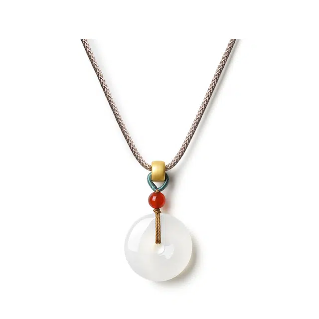 【普陀山官方已祝福】 普陀山文创 吉祥如意平安扣吊坠本命年编织国风转运锁骨链 生日送礼礼盒装 玛瑙 项链 男女同款情侣款