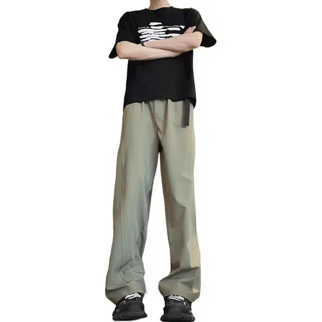 单爵 薄款透气凉感空调裤美式直筒休闲裤 男女同款