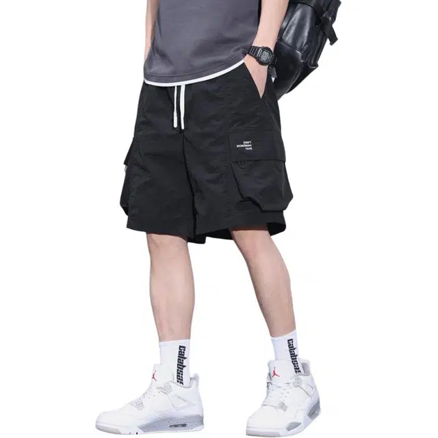 协协乐 薄款凉感透气宽松五分休闲中裤运动速干美式潮牌通勤工装短裤 男款