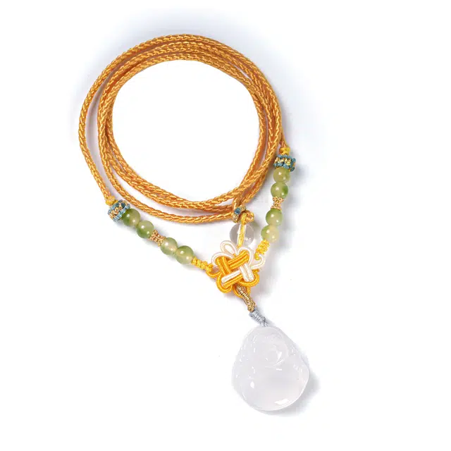 絮物 小香风国潮新中式纯手工编织【金缕玉映】轻奢高级感温柔小众文玩平安喜乐#好运 天山翠 项链 男女同款情侣款