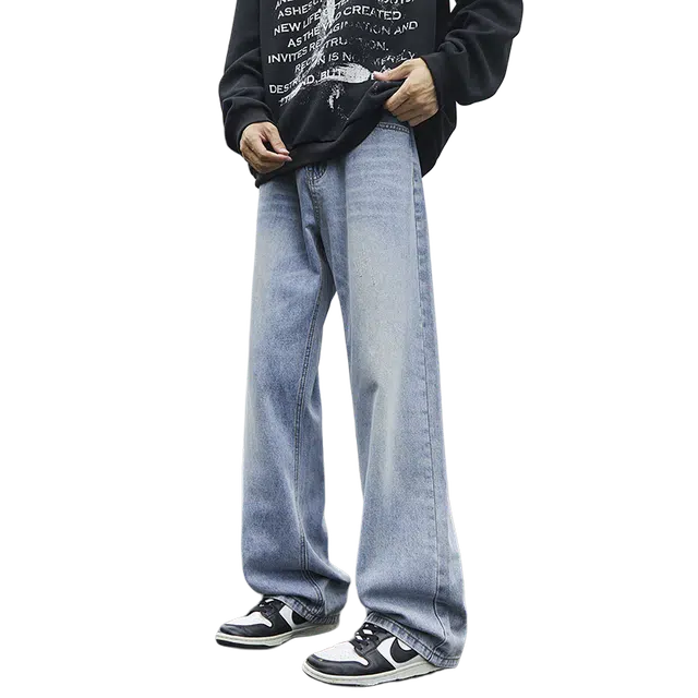 宝米卡 复古做旧夏美式高街直筒长裤重磅潮牌百搭牛仔裤 男女同款