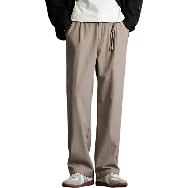 格蓝鹿 时尚美式复古华夫格直筒肌理感休闲裤 男款