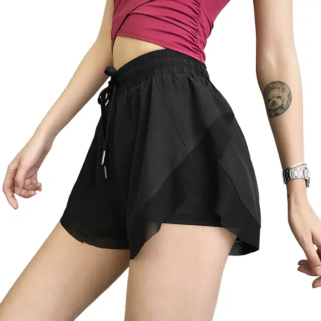 怪力萝莉 女抽绳宽松夏季速干休闲跑步健身裤防走光高腰舞蹈瑜伽裤运动短裤 女款