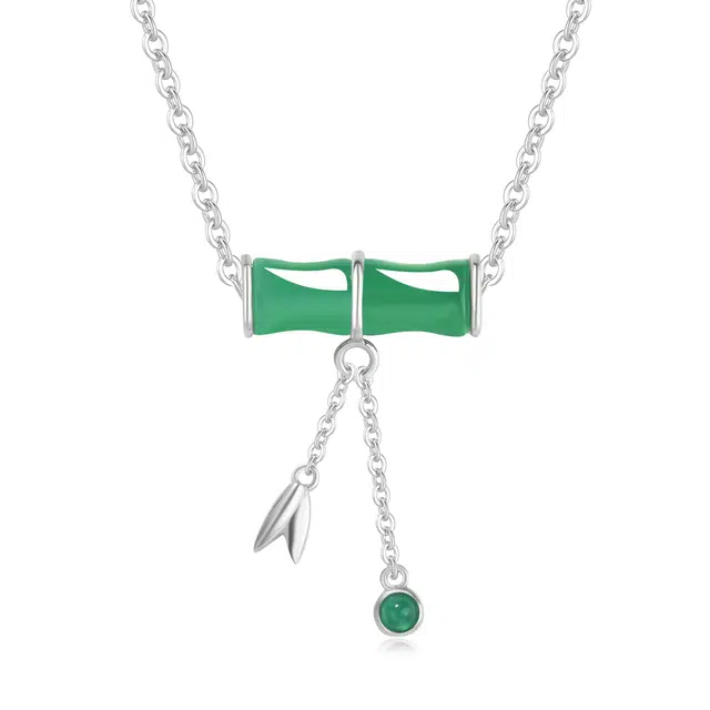 【高贵典雅】 帝苏行 翠竹韵 新中式国潮 吉祥如意平安顺遂 好运 简约小众设计 玉髓 项链 女款