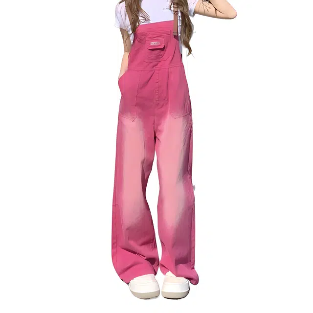 木清清 多巴胺穿搭复古高腰显瘦阔腿裤背带裤 女款