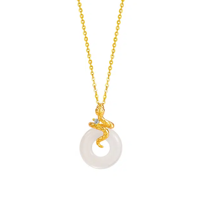 匆匆那年 灵蛇平安扣 国潮轻奢大气 可调节本命蛇年 玉髓 玉石项链 女款