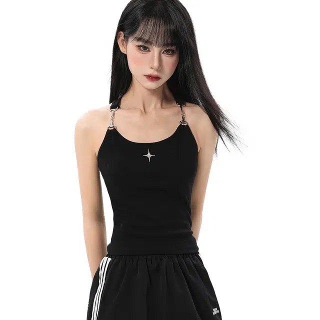 柏黛妃 短款修身无袖吊带 女款 黑色