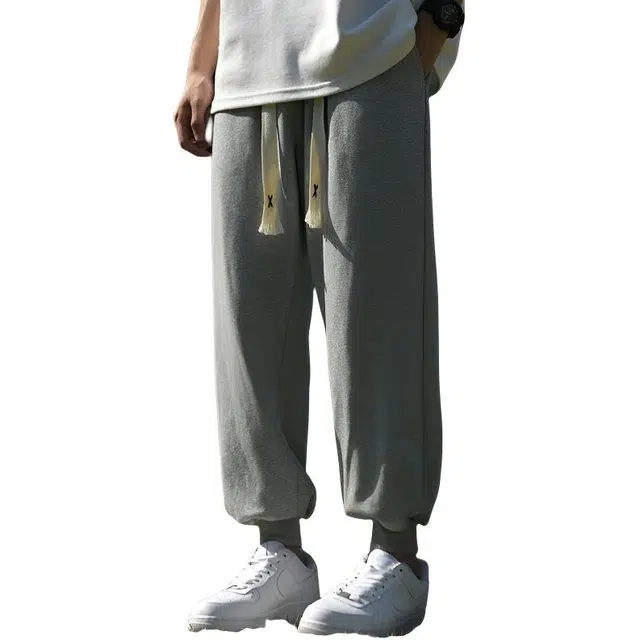 顶峰保罗 宽松运动透气垂坠感无性别主义弹力松紧纯色柔软百搭束脚休闲裤 男女同款