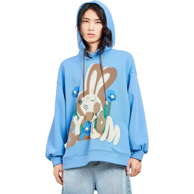 木果果木 春、秋 减龄卡通图案休闲连帽卫衣 宽松 女款