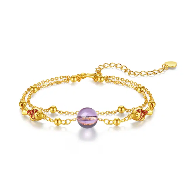 【好运锦鲤丨转运珠】 匆匆那年 锦绣人生 鲤应有你 轻奢高级感 小众设计 精致简约时尚百搭 可调节天然 紫水晶 手链 女款