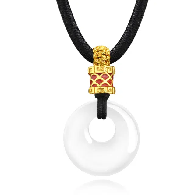 帝苏行 翩若惊鸿公主平安扣 晶莹剔透 新中式国潮 吉祥如意平安顺遂 简约小众设计 玉髓 项链 女款