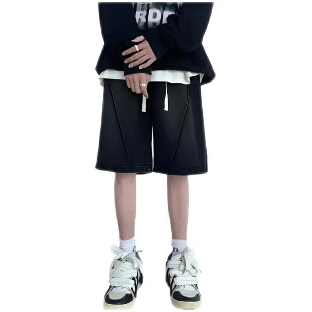 木木兔 舒适休闲美式潮流百搭裤子牛仔短裤 男款