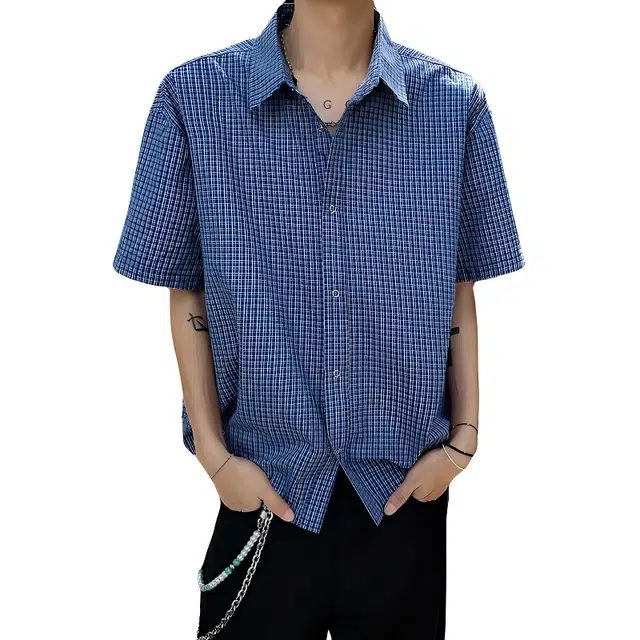 大白鲨 个性潮流时尚百搭青春流行时髦气质宽松休闲翻领短袖衬衫 男女同款