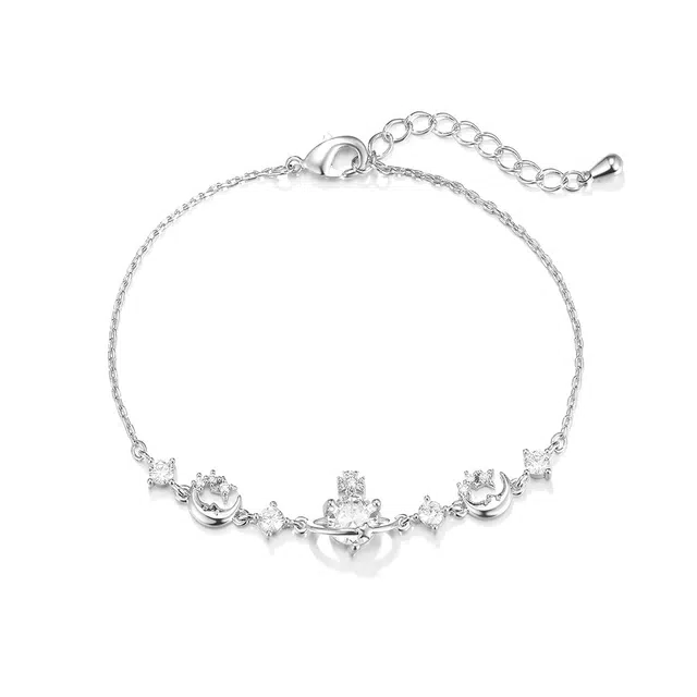 珂里 简约大气时尚土星小众轻奢高级感爆闪少女氛围感百搭通勤 环保合金 手链 女款