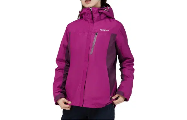 探路者 户外休闲运动拉链连帽长袖冲锋衣 女款